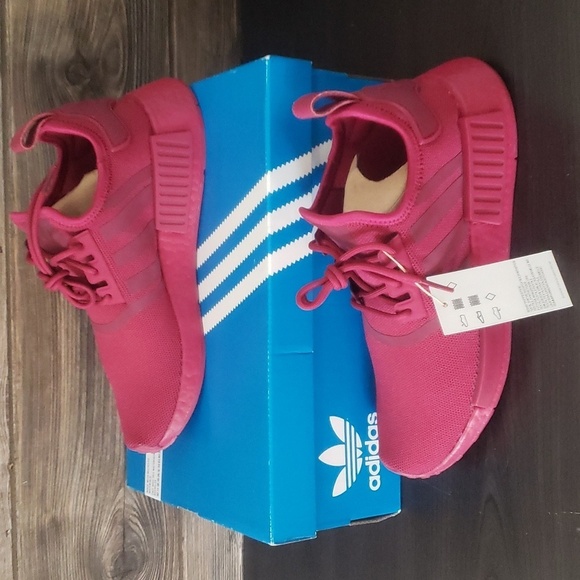 New Adidas Womens NMD Sneakers Size 7 Burgundy Casual Streetwear Walking Shoes - Picture 1 of 10